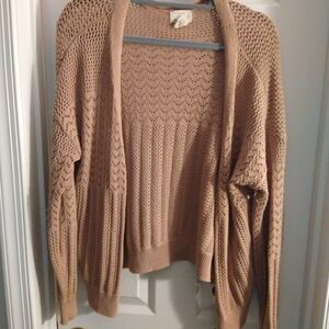 Nicole Miller Light Brown Open-Knit Cardigan